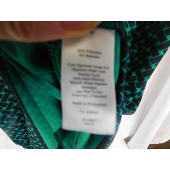 Talbots Black & Green Basket Weave Dress Surplice Neckline Size Medium - Picture 6 of 6